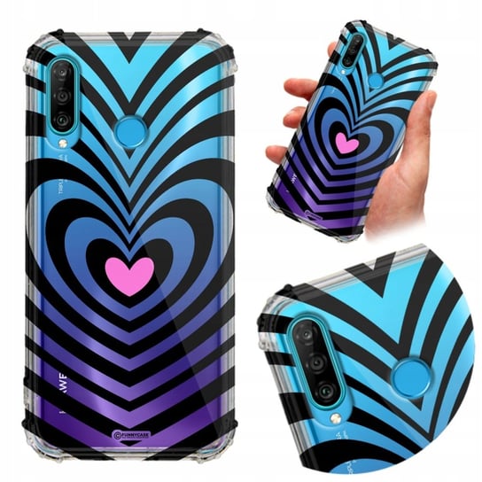 ETUI OCHRONNE do HUAWEI P30 LITE GLOW TRENDS Czarne Różowe Rock Mix Wzorów Funnycase