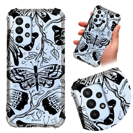 ETUI OCHRONNE do SAMSUNG A23 5G GLOW TRENDS Czarne Różowe Rock Mix Wzorów Funnycase