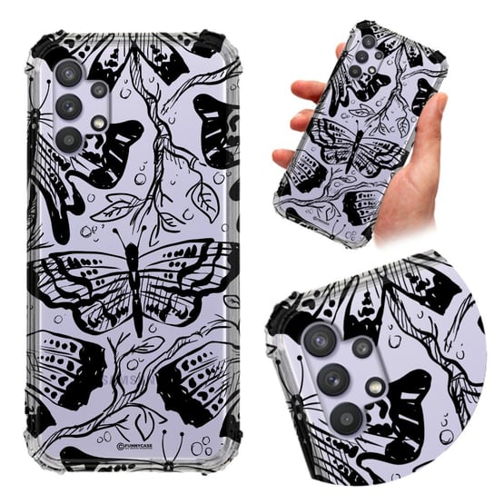 ETUI OCHRONNE do SAMSUNG A32 4G GLOW TRENDS Czarne Różowe Rock Mix Wzorów Funnycase