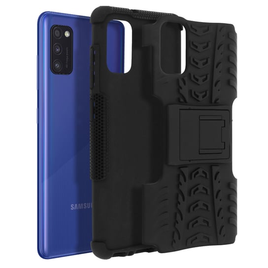 Etui ochronne Samsung Galaxy A41 Bi-materiał Odporny na wstrząsy pasek podtrzymujący Czarny Avizar