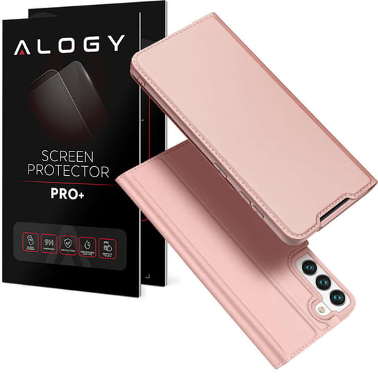 Etui ochronne z klapką Dux Ducis Skin Pro skórzane do Samsung Galaxy S22 Różowe + Szkło Dux Ducis