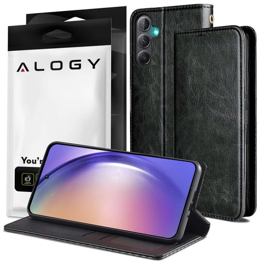 Etui ochronne z klapką skórzany portfel Alogy Wallet Case obudowa na telefon do Samsung Galaxy A34 5G Czarne Alogy