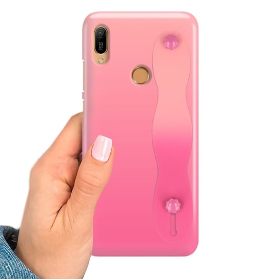 Etui OMBRE z PASKIEM do HUAWEI Y6s Case Obudowa Uchwyt na Dłoń Różowy Funnycase