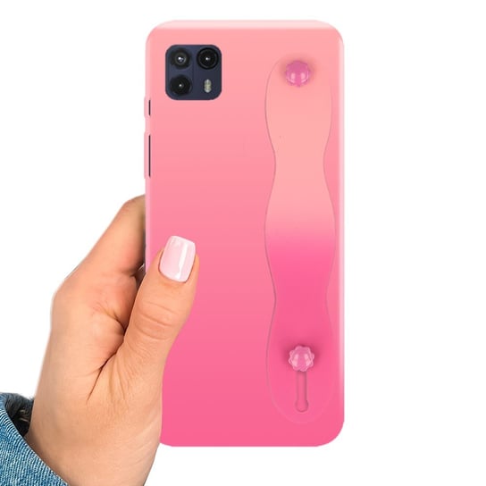 Etui OMBRE z PASKIEM do MOTOROLA G50 5G Case Obudowa Uchwyt na Dłoń Różowy Funnycase