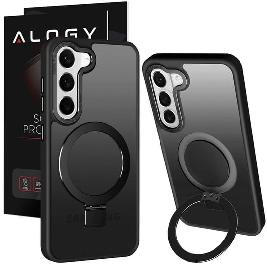 Etui pancerne Alogy Stand Ring Case obudowa na telefon do MagSafe do Samsung Galaxy S23 matowe Czarne + Szkło Alogy