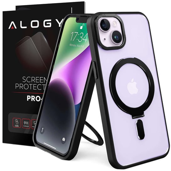 Etui pancerne Alogy Stand Ring Case obudowa ochronna na telefon do MagSafe do Apple iPhone 14 Plus Czarne + Szkło Alogy