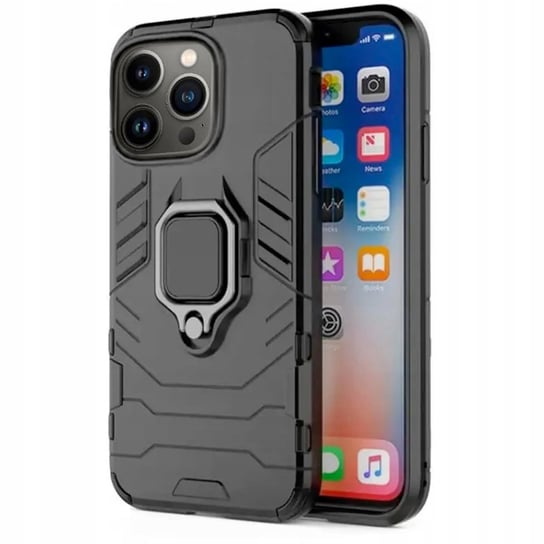 Etui Pancerne Do Iphone 15 Pro Czarne Obudowa Armor Holder Ring Case Hello Case