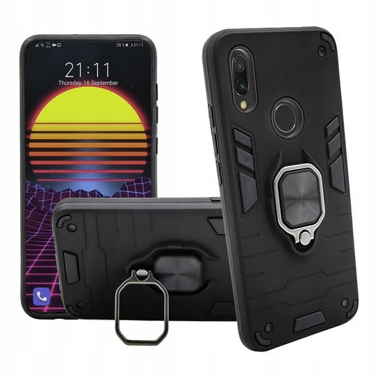 Etui Pancerne Do Xiaomi Redmi Note 7 Czarne Obudowa Armor Holder Ring Case Hello Case