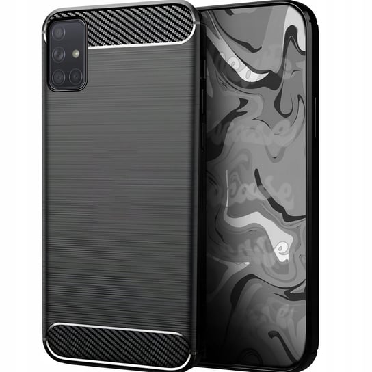 Etui Pancerne Karbon Do Samsung Galaxy A71 + Szkło Hello Case