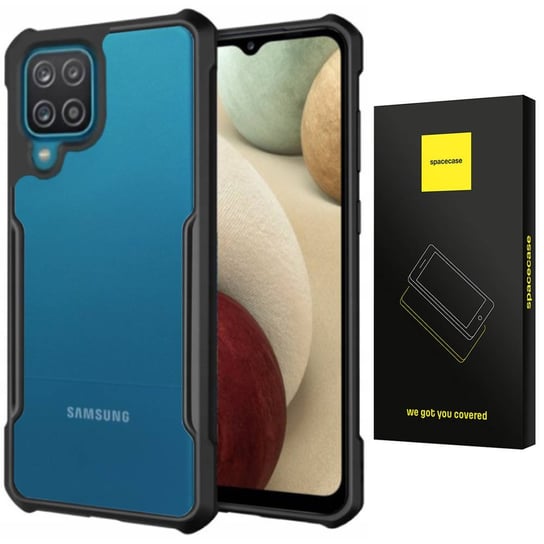 Etui Pancerne Spacecase Beetle Przezroczyste Plecki Case Pokrowiec Obudowa Galaxy A12 Czarny SpaceCase