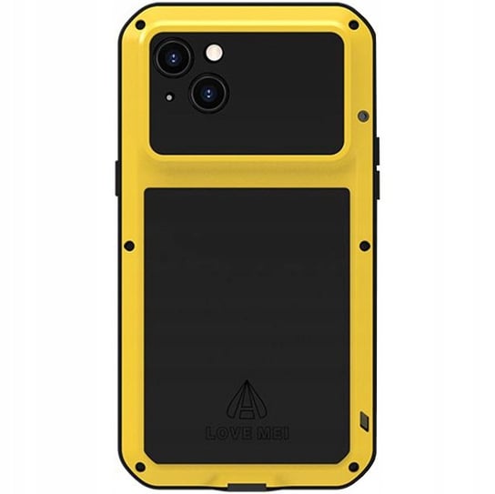 Etui Pancerne + szkło LOVE MEI Powerful do iPhone 15 Plus, żółte Love Mei