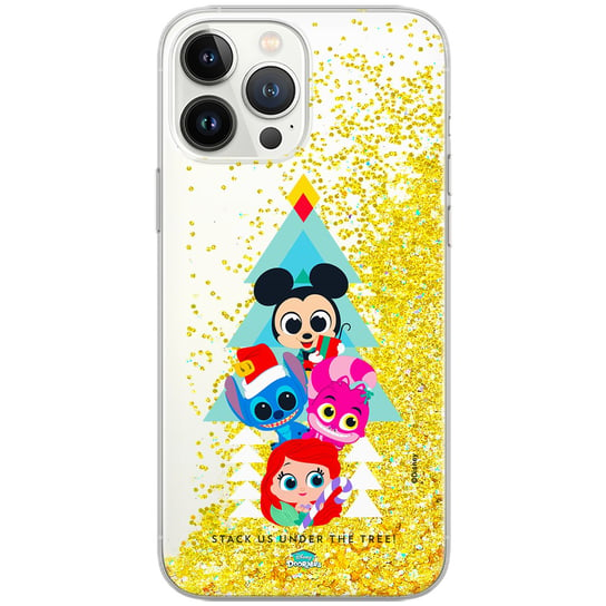 Etui płynny brokat do Apple IPHONE 11 Disney: Disney Friends 001 oryginalne i oficjalnie licencjonowane, Złoty Disney