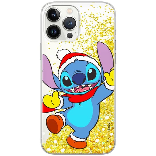 Etui płynny brokat do Apple IPHONE 11 PRO Disney: Stich 009 oryginalne i oficjalnie licencjonowane, Złoty Disney