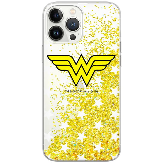 Etui płynny brokat do Apple IPHONE 12 / 12 PRO DC: Wonder Woman 006 oryginalne i oficjalnie licencjonowane, Złoty DC Universe