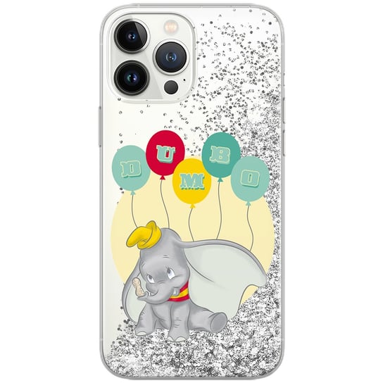 Etui płynny brokat do Apple IPHONE 12 / 12 PRO Disney: Dumbo 003 oryginalne i oficjalnie licencjonowane, Srebrny Disney