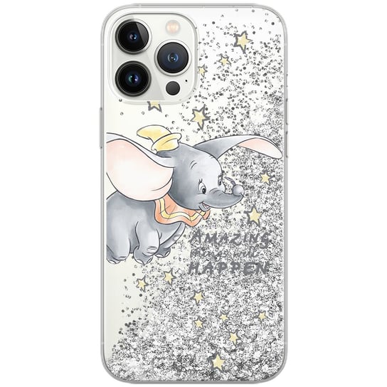 Etui płynny brokat do Apple IPHONE 12 / 12 PRO Disney: Dumbo 010 oryginalne i oficjalnie licencjonowane, Srebrny Disney