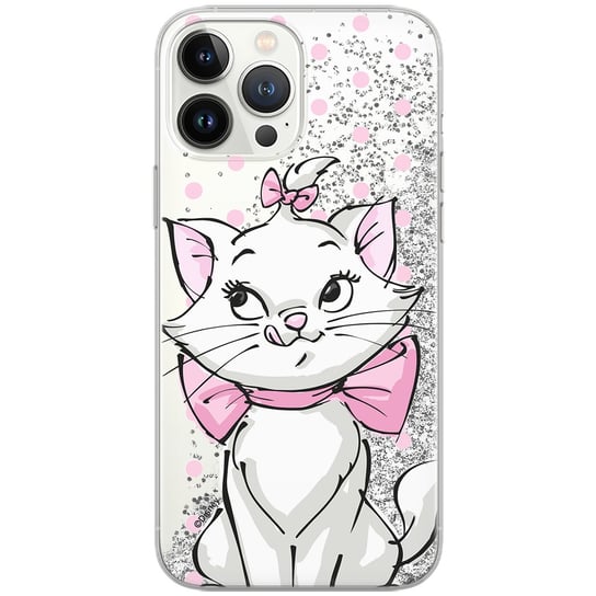 Etui płynny brokat do Apple IPHONE 12 / 12 PRO Disney: Marie 002 oryginalne i oficjalnie licencjonowane, Srebrny Disney