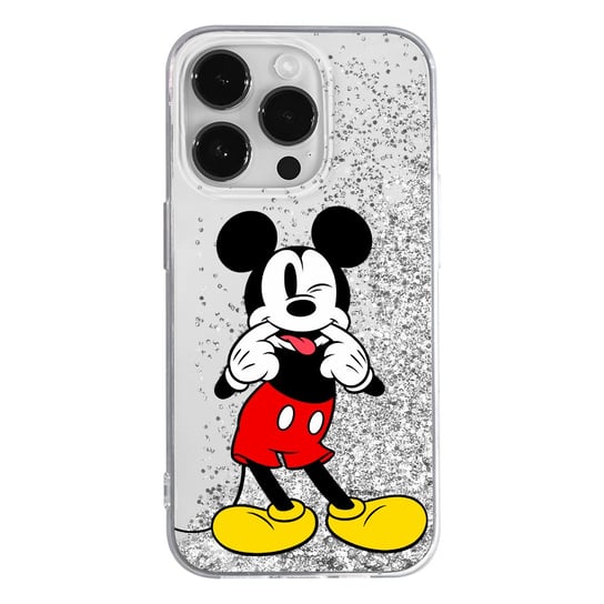 Etui płynny brokat do Apple IPHONE 12 MINI Disney: Mickey 053 oryginalne i oficjalnie licencjonowane, Srebrny Disney