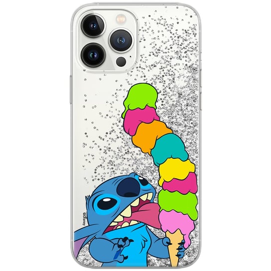 Etui płynny brokat do Apple IPHONE 12 MINI Disney: Stich 015 oryginalne i oficjalnie licencjonowane, Srebrny Disney