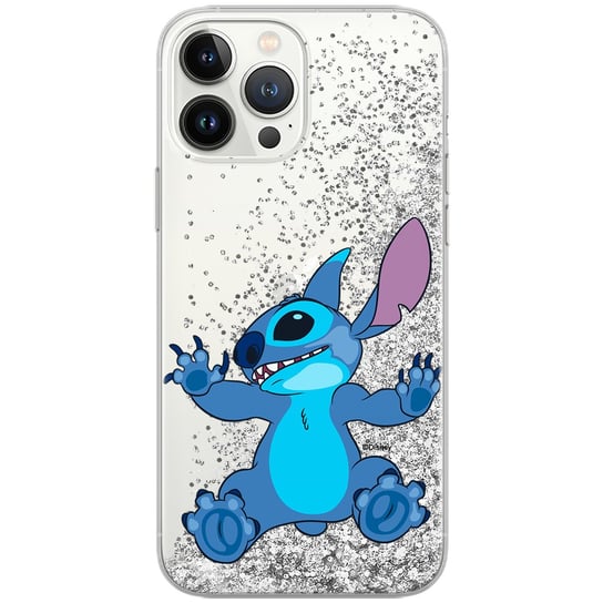 Etui płynny brokat do Apple IPHONE 12 MINI Disney: Stich 021 oryginalne i oficjalnie licencjonowane, Srebrny Disney