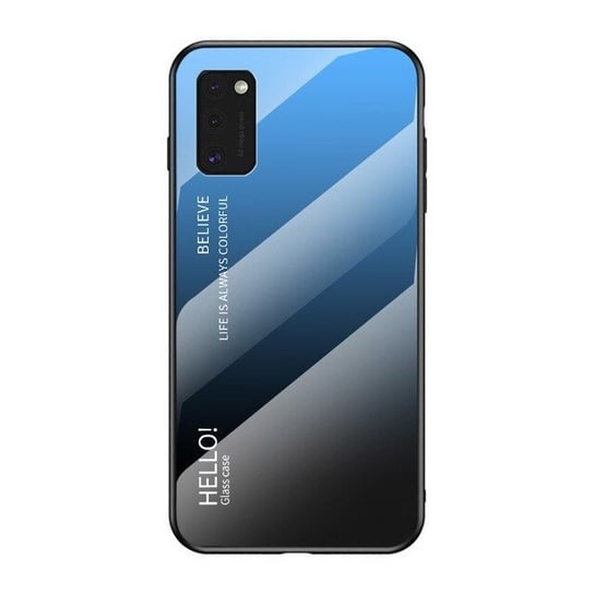 Etui pokrowiec nakładka ze szkła hartowanego, Samsung Galaxy A41, czarny, niebieski Hurtel