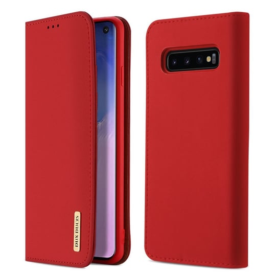 Etui pokrowiec ze skóry naturalnej, Samsung Galaxy S10, czerwony Dux Ducis