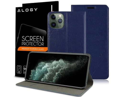 Etui portfel Alogy wallet do Apple iPhone 11 Pro Granatowe + Szkło Alogy Apple