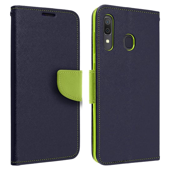 Etui-portfel w fantazyjnym stylu z podstawką do Samsunga Galaxy A30 – ciemnoniebieskie Avizar