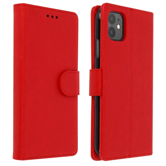 Etui-portfel z klapką, etui magnetyczne z podstawką do Apple iPhone 11 – czerwone Avizar