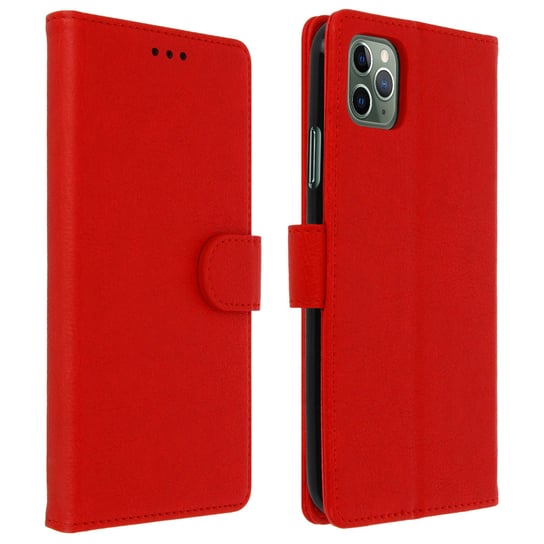Etui-portfel z klapką, etui magnetyczne z podstawką do Apple iPhone 11 Pro Max – czerwone Avizar