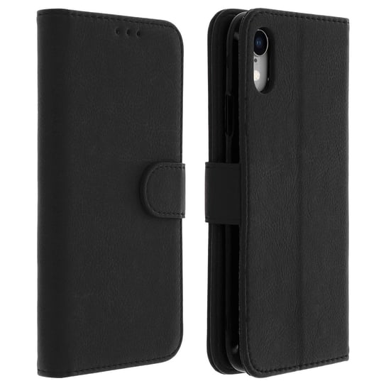 Etui-portfel z klapką, etui magnetyczne z podstawką do Apple iPhone XR – czarne Avizar