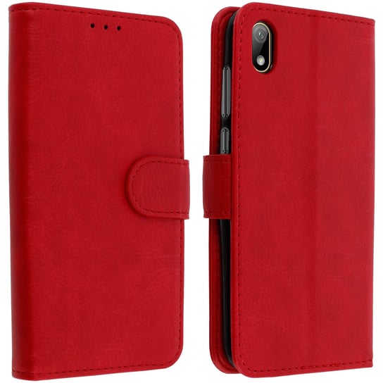 Etui-portfel z klapką, etui magnetyczne z podstawką do Huawei Y5 2019 – czerwone Avizar