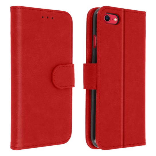 Etui-portfel z klapką, etui magnetyczne z podstawką do iPhone'a 7 / iPhone'a 8 – czerwone Avizar