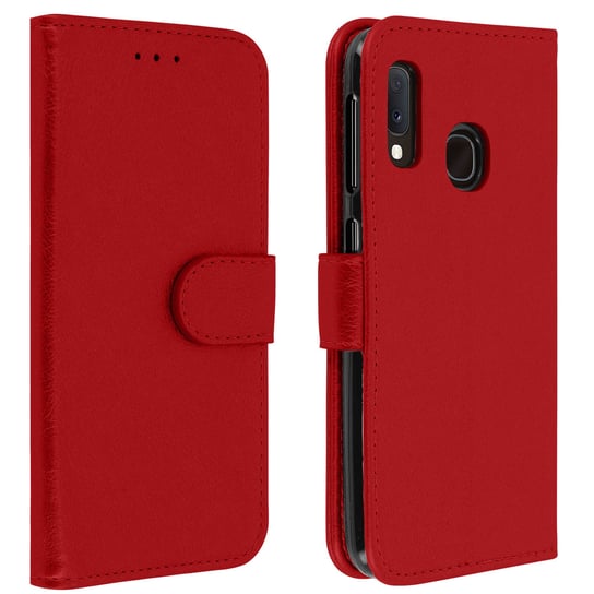 Etui-portfel z klapką, etui magnetyczne z podstawką do Samsunga Galaxy A20e – czerwone Avizar