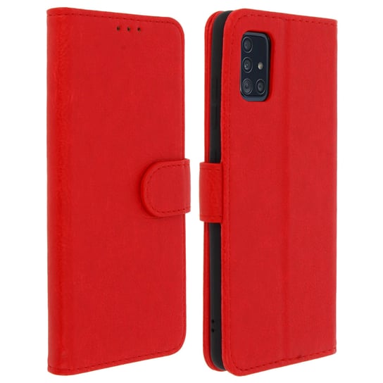 Etui-portfel z klapką, etui magnetyczne z podstawką do Samsunga Galaxy A51 – czerwone Avizar