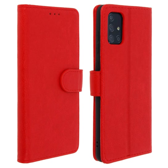 Etui-portfel z klapką, etui magnetyczne z podstawką do Samsunga Galaxy A71 – czerwone Avizar