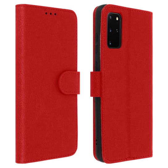 Etui-portfel z klapką, etui magnetyczne z podstawką do Samsunga Galaxy S20 Plus – czerwone Avizar
