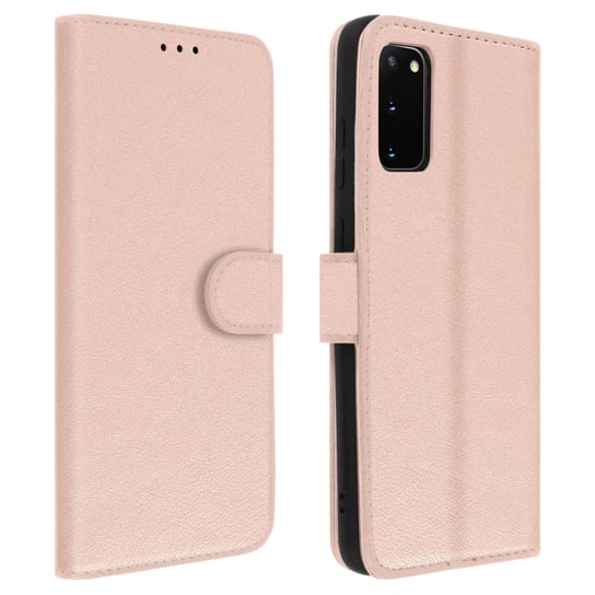 Etui-portfel z klapką, etui magnetyczne z podstawką do Samsunga Galaxy S20 – różowe złoto Avizar