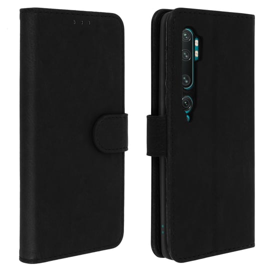 Etui-portfel z klapką, etui magnetyczne z podstawką do Xiaomi Mi Note 10 – czarne Avizar