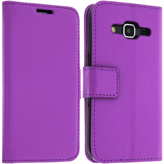 Etui-portfel z klapką, smukłe etui na Galaxy Core Prime, silikonowa obudowa – fioletowa Avizar