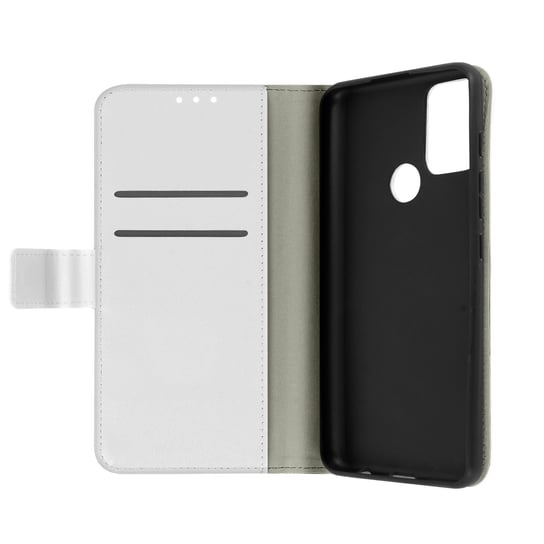 Etui-portfel z klapką, wąska obudowa Motorola Moto G50 , silikon – biały Avizar
