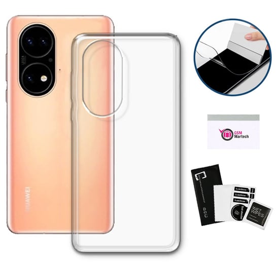 Etui przezroczyste 1mm do Huawei P50 obudowa + folia hydrożelowa ochrona MARTECH