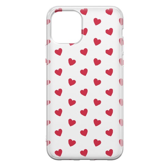 Etui przeźroczyste z nadrukiem Apple iPhone 12 Pro MAX Serduszka czerwone PieceofCase