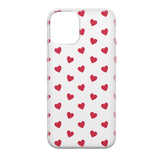 Etui przeźroczyste z nadrukiem Apple iPhone 12 Pro Serduszka czerwone PieceofCase