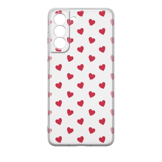 Etui przeźroczyste z nadrukiem Samsung Galaxy S21 FE 5G Serduszka czerwone PieceofCase