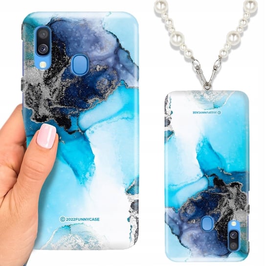 Etui QUICK ELEGANCKI do SAMSUNG A40 Perłowy Łańcuszek + MARMUR Marble Wzory Funnycase