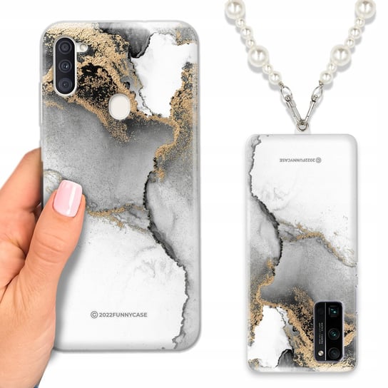 Etui QUICK ELEGANCKI do SAMSUNG M11 Perłowy Łańcuszek + MARMUR Marble Wzory Funnycase