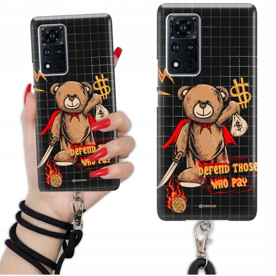 Etui QUICK Sznurek do HUAWEI HONOR VIEW 40 Smycz Czarna Miś TEDDY Mix Wzory Funnycase