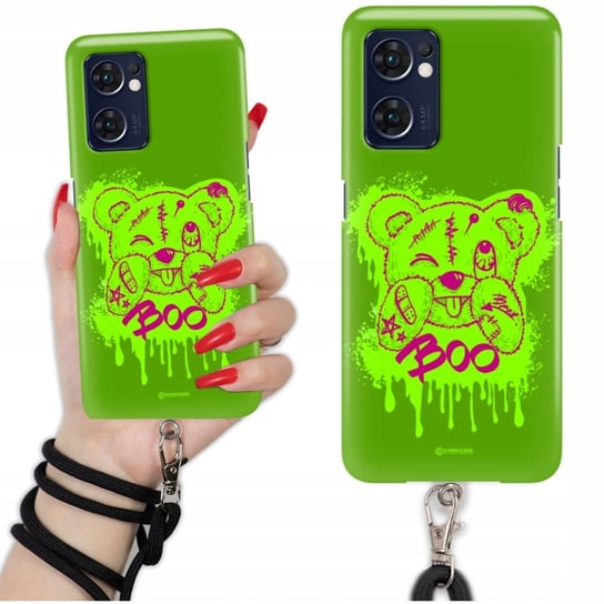 Etui QUICK Sznurek do OPPO RENO 7 5G Smycz Czarna Misie Pluszowe Mix Wzorów Funnycase