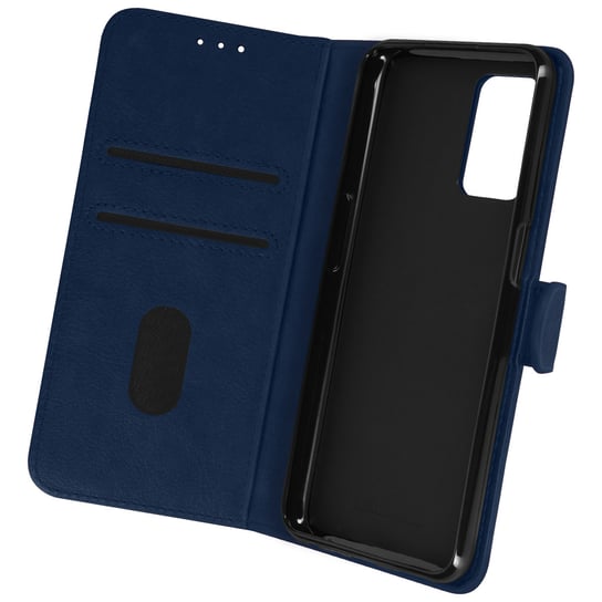 Etui Realme 8 5G z funkcją portfela z klapką i stojakiem na wideo - ciemnoniebieskie Avizar